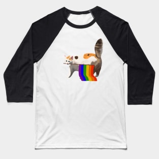Rainbow Flag Gay Pride Cat LGBT Queer Community Support Baseball T-Shirt